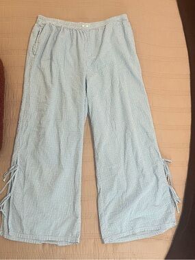 aerie Blue and White Gingham Lounge Pants Summer Travel Feminine